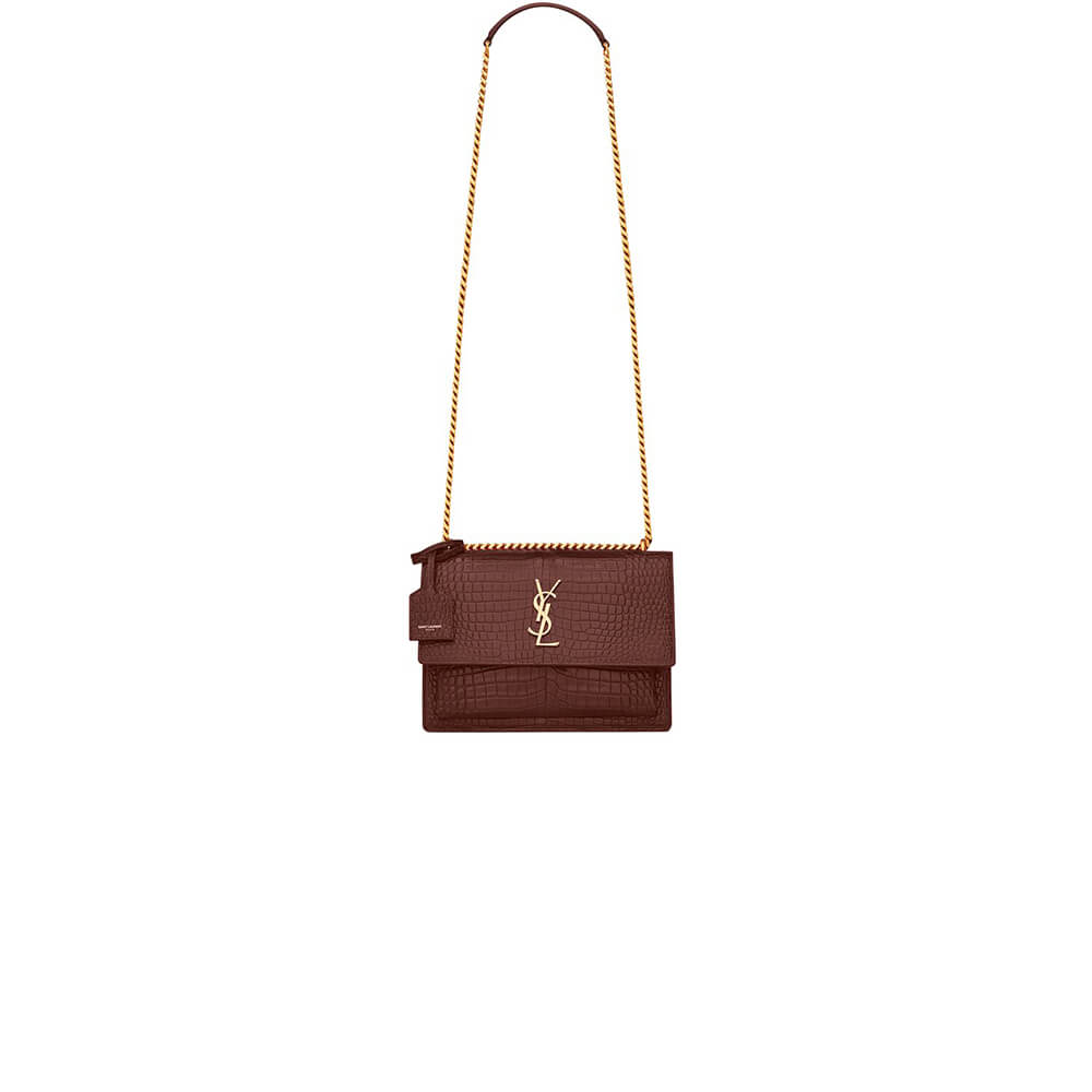 Red YSL Crocodile-embossed leather SUNSET Medium
