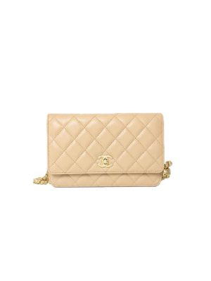 Yellow Chanel classic chain wallet