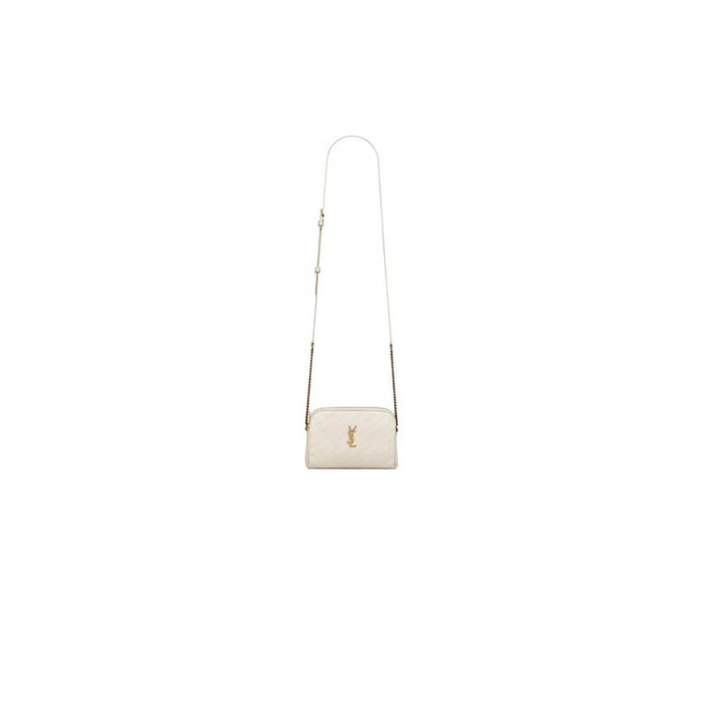 Blanc YSL Gaby zipped pouch in quilted lambskin