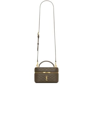 Green YSL GABY lambskin cosmetic bag