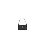 Black YSL LE 5 A 7 Crocodile embossed glossed leather