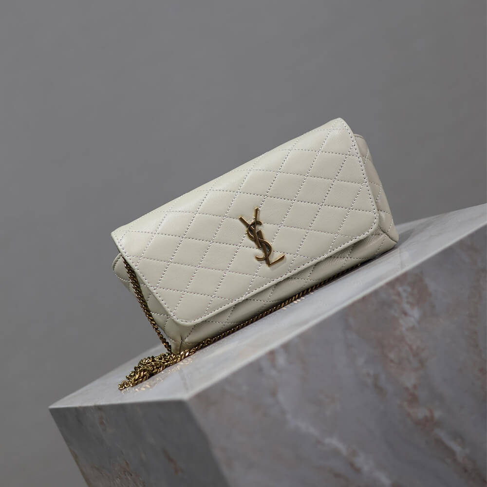 White wine YSL GABY chain phone holder in lambskin - Image 2