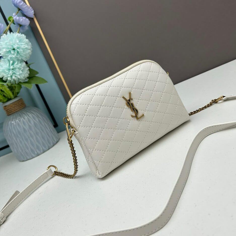 Blanc YSL Gaby zipped pouch in quilted lambskin - Image 3