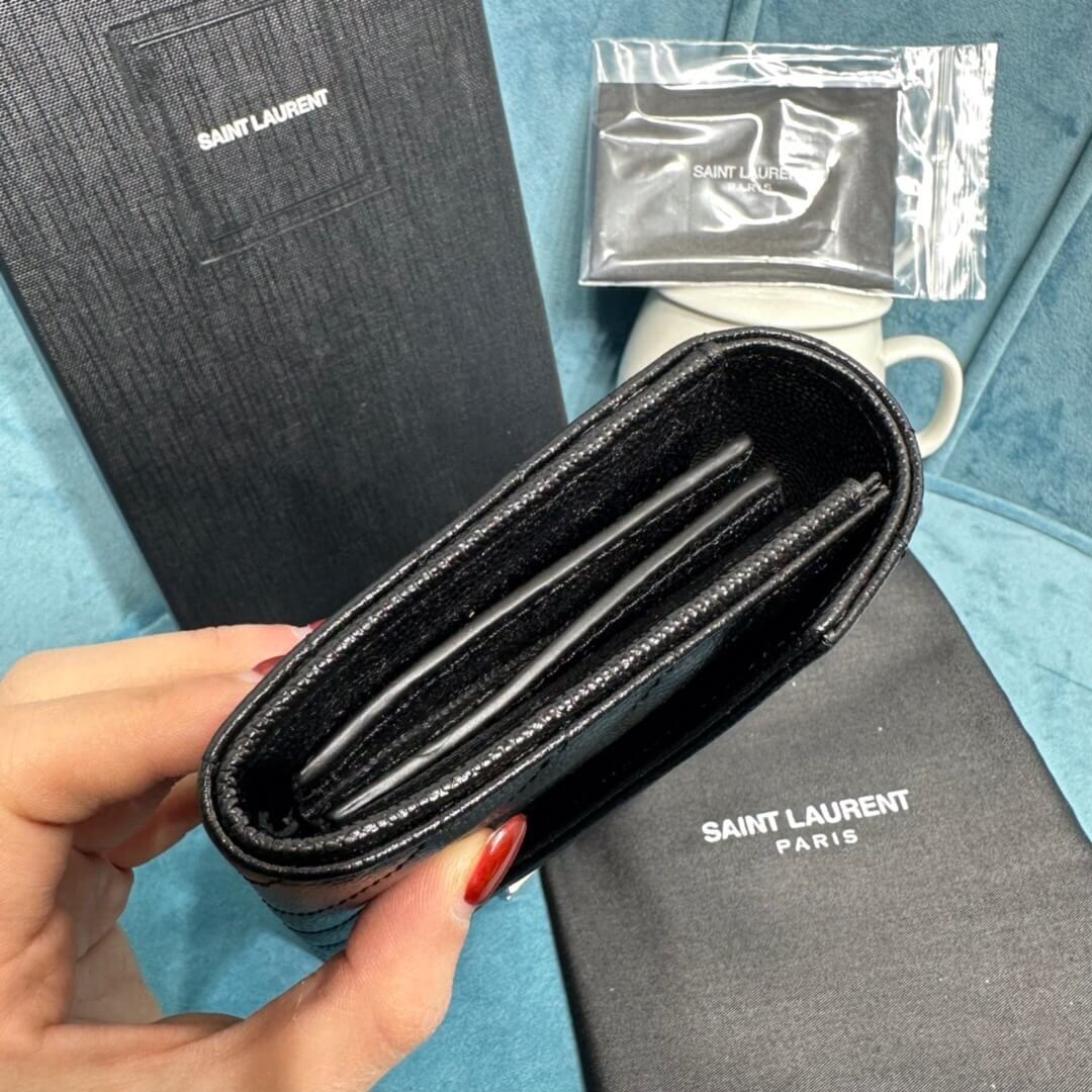Black YSL CASSANDRE MATELASSE LARGE FLAP WALLET IN GRAIN DE POUDRE LEATHER - Image 3