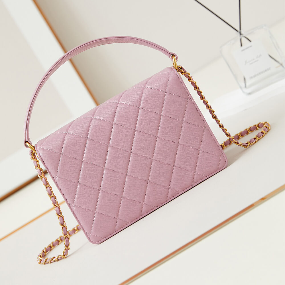 Pink lychee pattern Chanel Large Handbag (high-end grade) - Image 4