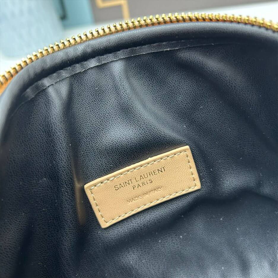 Beige YSL Gaby zipped pouch in quilted lambskin - Image 7