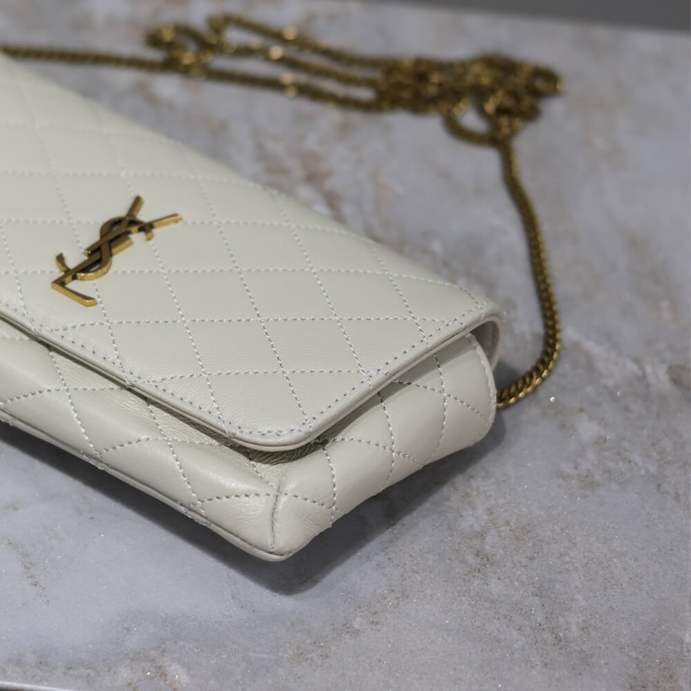 White wine YSL GABY chain phone holder in lambskin - Image 7