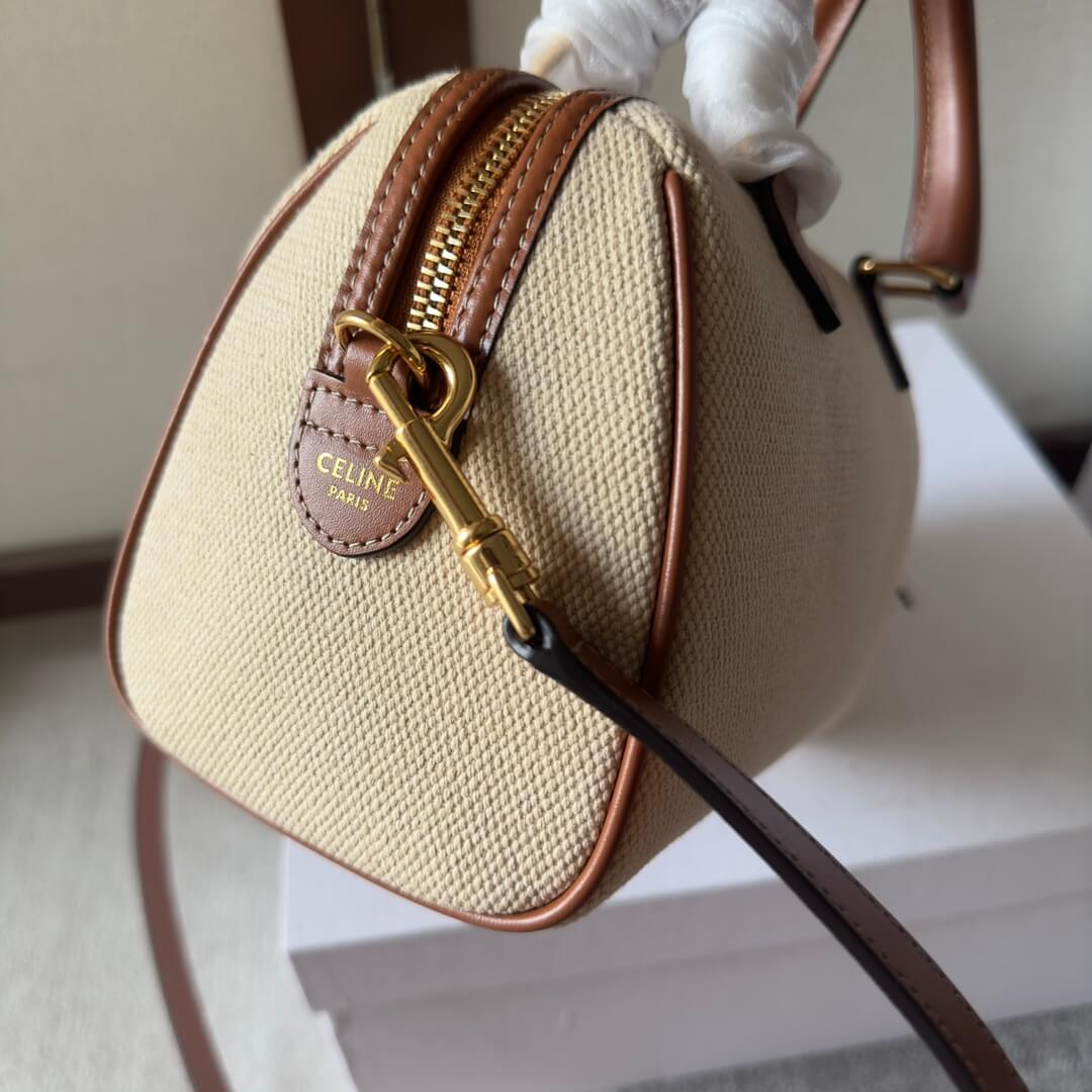 CELINE Small Boston cuir Triomphe in textile and calfskin - Image 7